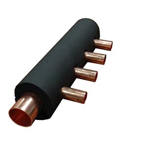  Header isole bs3d0  m1  male pour sertissage, entree 1'1/8 et 4 deriv 5/8 - 400x400px